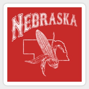 Vintage Nebraska Design with state and corn image Sticker